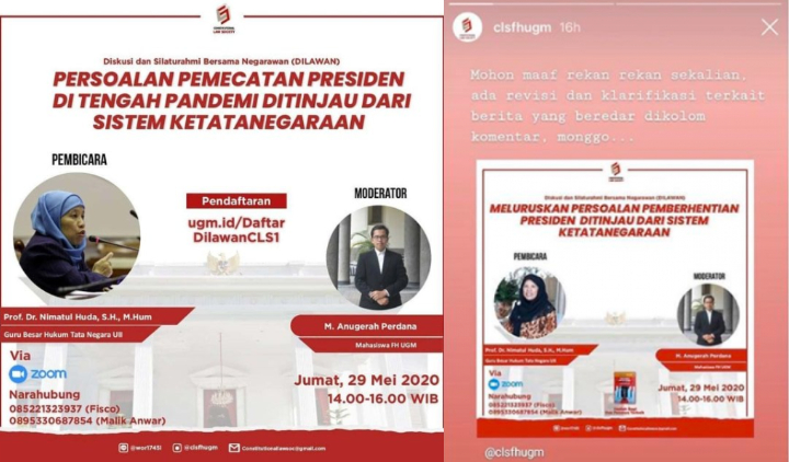 Bertema Pemberhentian Presiden, Diskusi CLS di UGM Dituduh Makar. Pembicaranya Sampai Diteror!