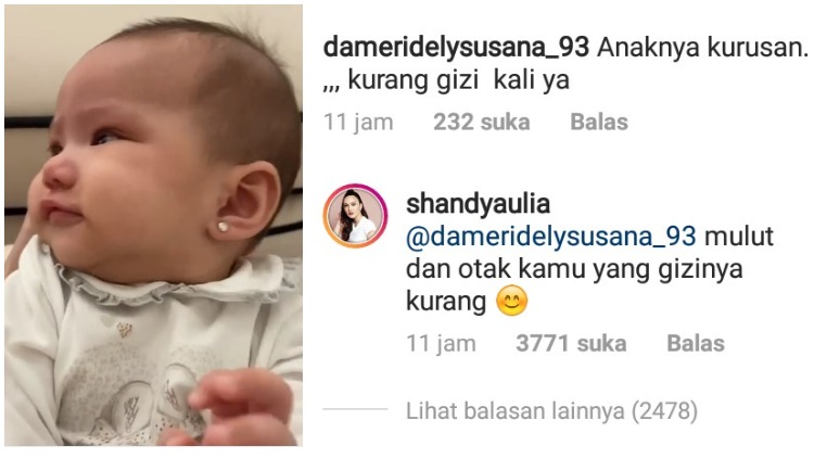 Bayinya Dibilang Kurus dan Kurang Gizi, Shandy Aulia Balas Komentar Warganet