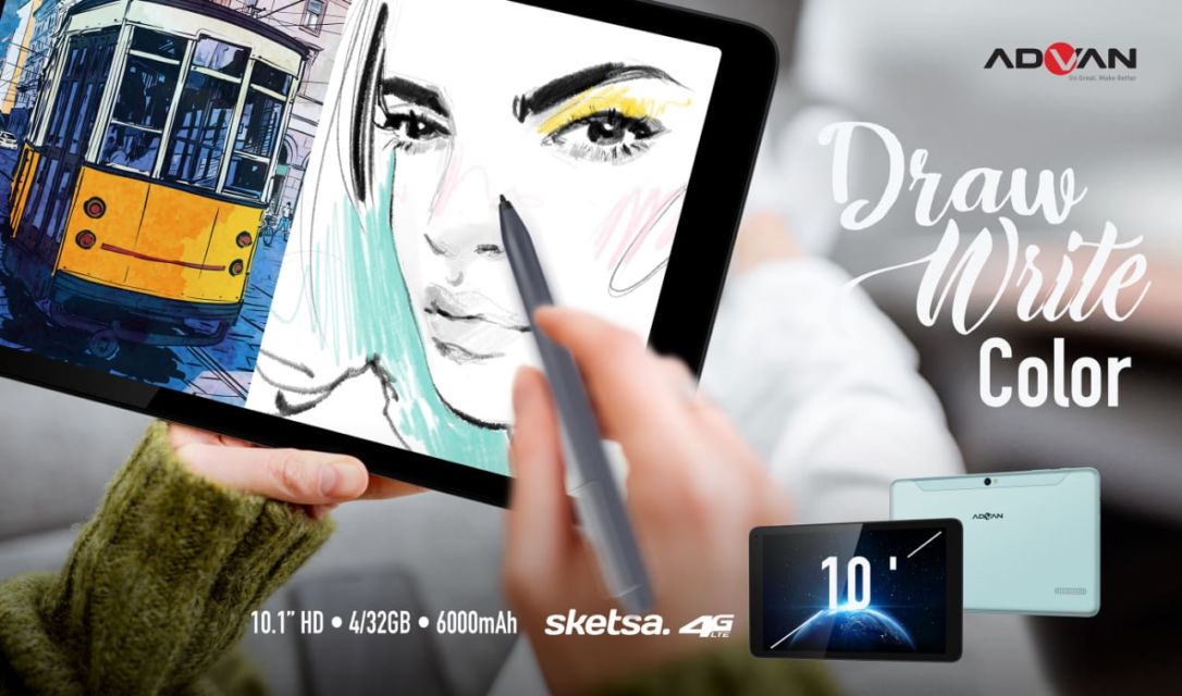 ADVAN Luncurkan Tablet Sketsa Premium 10 Inch dengan Harga Terjangkau. Dilengkapi Stylus yang Keren!