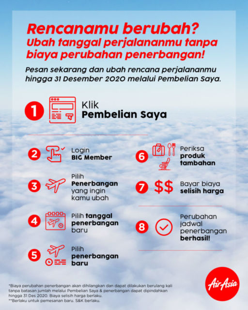 Ganti Jadwal Penerbangan AirAsia Kini Bisa Dilakukan Tanpa Perubahan Biaya. Berlaku Sampai 31 Desember 2020