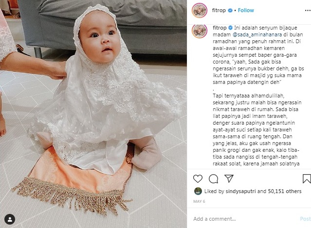 Terniat, Begini Caption Instagram Fitrop buat sang Anak. Kasih Sayang yang Dibalut dengan Tawa~