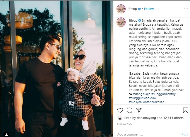 Terniat, Begini Caption Instagram Fitrop buat sang Anak. Kasih Sayang yang Dibalut dengan Tawa~