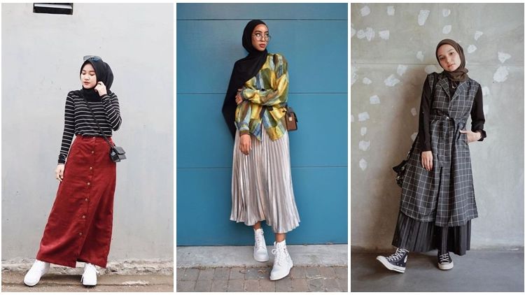 Bermodal Rok Longgar dan Sneakers, 9 Hijabers Ini Bisa Tampil Selow Tapi Elegan. Lucu!