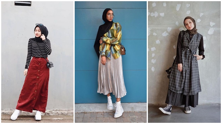 Bermodal Rok Longgar dan Sneakers, 9 Hijabers Ini Bisa Tampil Selow Tapi Elegan. Lucu!