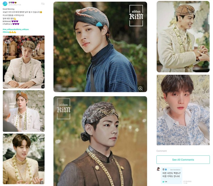 Kaget Lihat Foto Editan BTS Pakai Belangkon dan sedang Jalani Akad Nikah, Jin Bagi Komentar Kocak