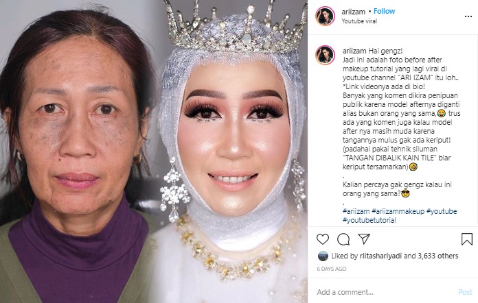 Ari Izam, MUA Viral di Instagram yang Sukses Mengubah Wajah Nenek-Nenek Menjadi ABG!