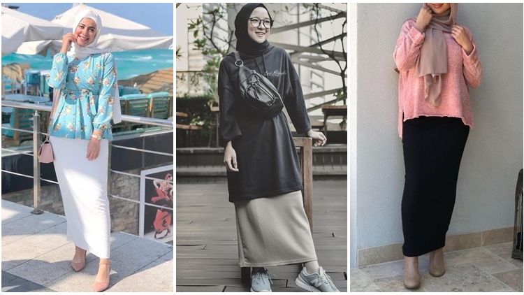 5 Cara Tampil Kece dengan Rok Span Berbahan Kaus. Para Hijaber, Merapat!