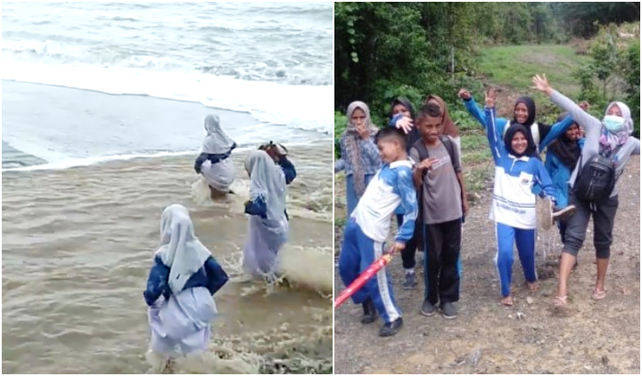 Kisah Miris Siswa di Pulau Seram, Harus Jalan Kaki 3 Kilometer dan Seberangi Sungai Deras ke Sekolah