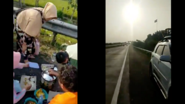 Viral Satu Keluarga Makan-Makan di Bahu Jalan Tol, Ini Berasa Pesta Kebun Apa Gimana Sih!?