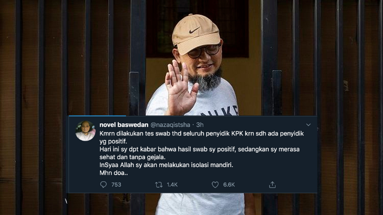 Tak Ada Gejala Sebelumnya, Penyidik KPK Novel Baswedan Dinyatakan Positif Corona