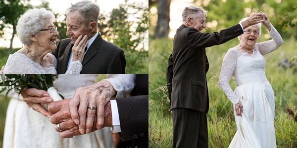 Pasangan Bagikan Foto Ultah Pernikahan ke-60 dengan Baju Pengantin, Intip Kunci Awet Uwunya!