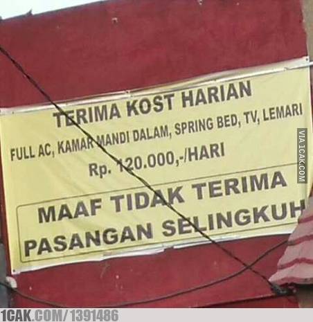 11 Papan Iklan Kos-kosan yang Absurd bin Kocak. Pemilik Rumahnya Pasti Suka Bercanda nih :D