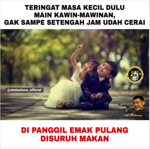 Kawin-Kawinan, Permainan Absurd yang Kita Lakukan Saat Kecil Dulu. Cerai Karena Disuruh Makan~