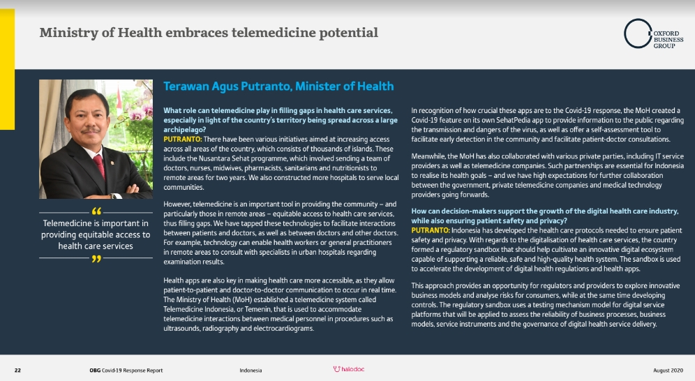 Peran Platform Telemedisin dalam Menjawab Kebutuhan Layanan Kesehatan di Indonesia, Khususnya di Masa Pandemi
