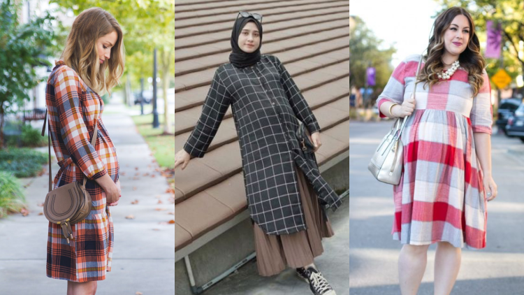 9 Ide Maternity Style dengan Motif Kotak-kotak. Dijamin Bikin Kelihatan Makin Awet Muda~