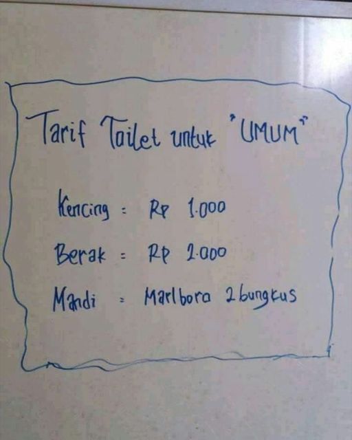 10 Aturan Nyeleneh tentang Tarif Penggunaan WC Umum. Ribet Banget, Udah Kayak Aturan Pemerintah~