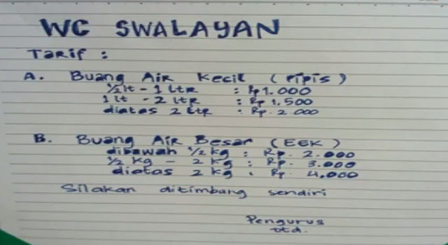 10 Aturan Nyeleneh tentang Tarif Penggunaan WC Umum. Ribet Banget, Udah Kayak Aturan Pemerintah~