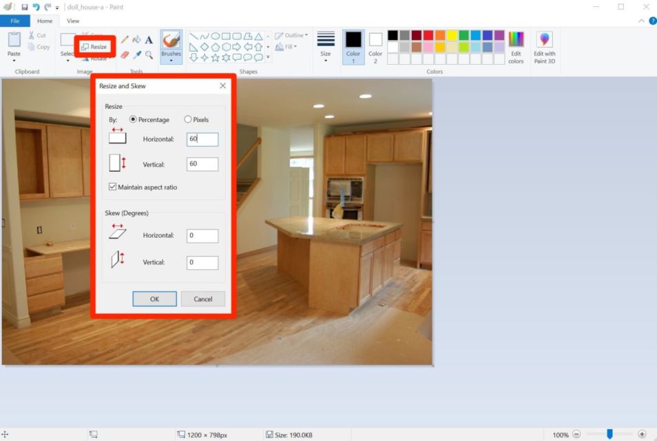 cara resize foto paint