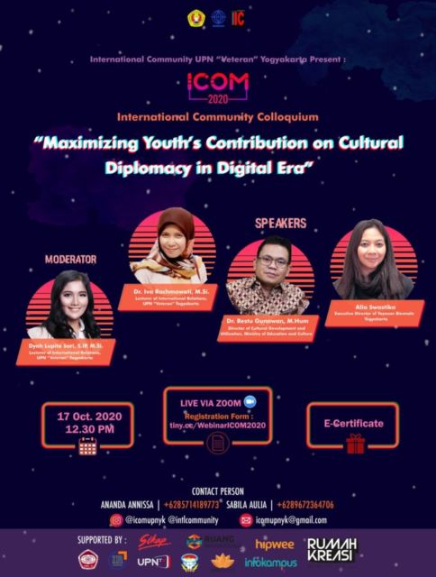 Maksimalkan Peran Pemuda dalam Diplomasi Budaya di Era Digital Melalui ICOM 2020. Daftar Sekarang!