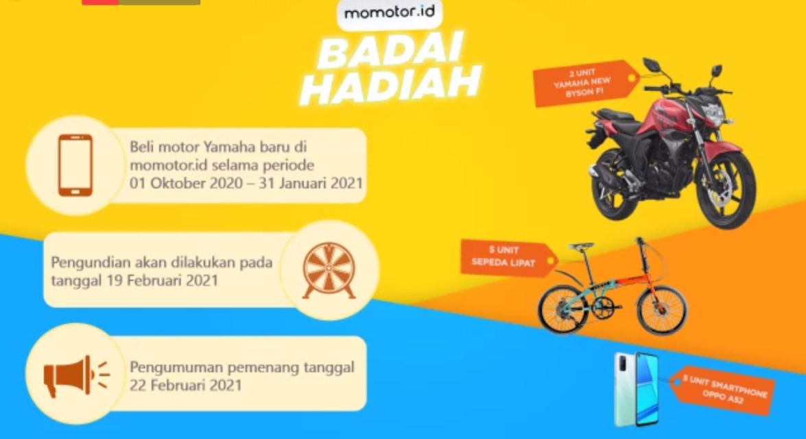 Didukung Adira Finance dan PT Yamaha Indonesia Motor Mfg, momotor.id Luncurkan Fitur Motor Baru dan Program Badai Hadiah