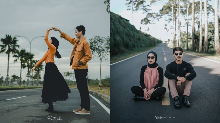 7 Pose Prewedding Estetik di Tengah Jalan Raya yang Lengang. Udah Sekeren ini, Maksimalkan!