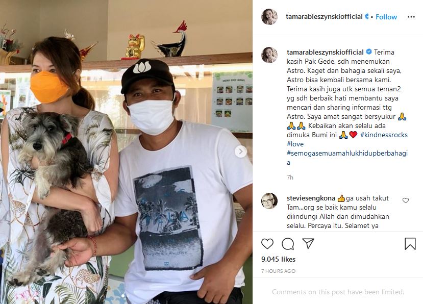 The Power of Social Media! Tamara Bleszynski Kembali Dipertemukan dengan Anjingnya yang Hilang