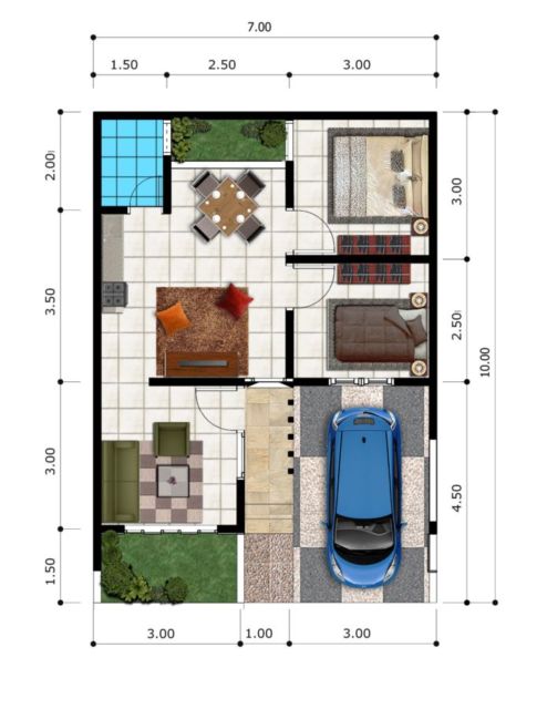 6 Desain Rumah Type 45 untuk Lajang atau yang Sudah Punya Anak. Pakai Kolam Renang Juga Bisa