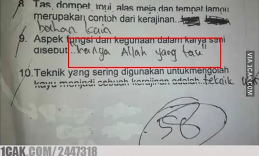 11 Jawaban Ngaco Bocah Kecil di Lembar Ujian. Ini Kira-Kira Dulu Emaknya Ngidam Apa sih? :D