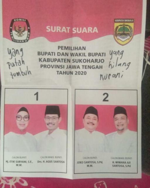 11 Potret Kertas Suara ini Bukti Bahwa Publik Udah Jengah dengan Pilkada di Tengah Pandemi. Hash~