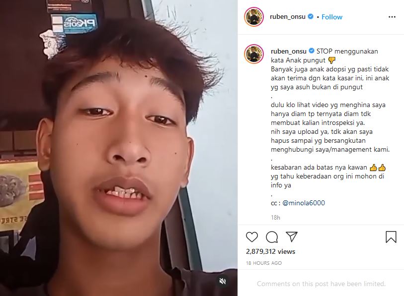 Ada Lagi Remaja yang Hina Betrand Peto Anak Pungut, Ruben Onsu: Mohon Info Keberadaannya