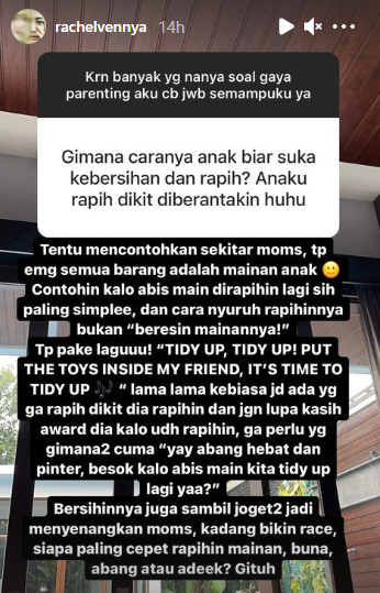 Penuhi Permintaan Warganet, Rachel Vennya Jawab Serba-serbi Parenting di IG Story. Ini Detailnya!