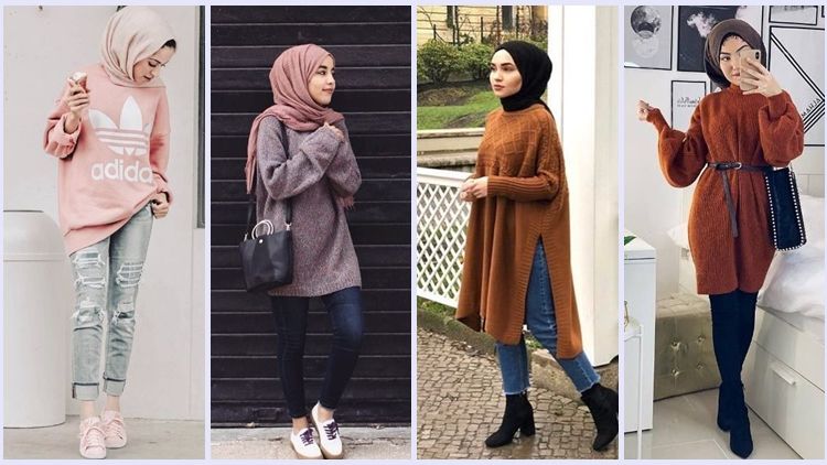 Kumpulan Foto OOTD dengan Sweater Minimalis Buat Hijabers. Pas Buat Musim Hujan!