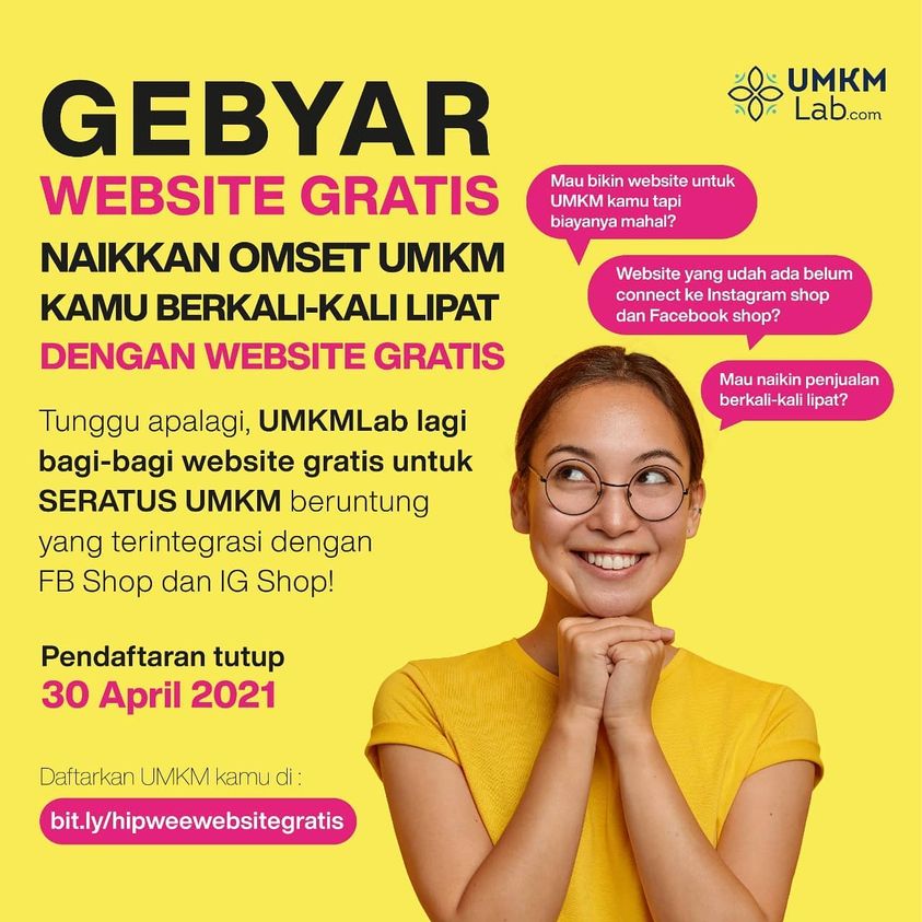 UMKMLab Lagi Bagi-bagi Website Gratis Untuk 100 UMKM Beruntung