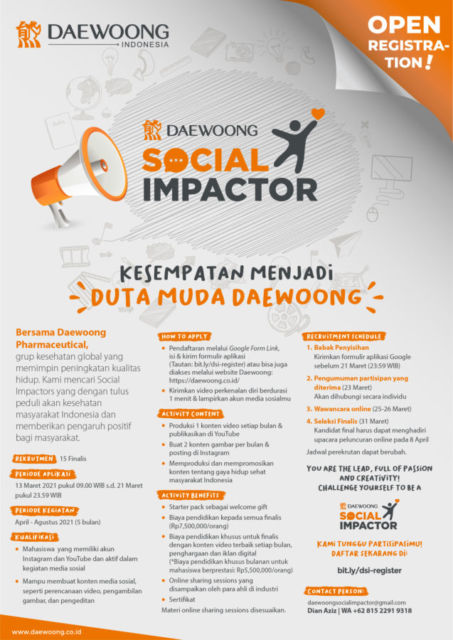 Daewoong Pharmaceutical Ingin Rekrut Mahasiswa Indonesia Jadi Duta Perusahaan Lewat Program 'Daewoong Social Impactor'