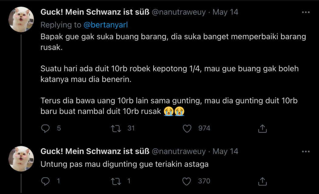 Ditanya Tentang Kelakuan Absurd Bapaknya, Warganet Twitter Berbagi Cerita Kocak Mereka