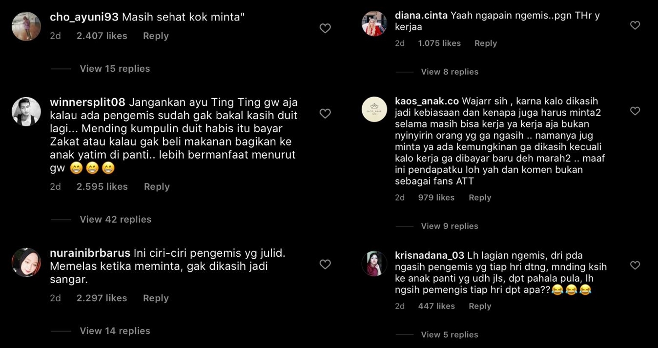 Disebut Pelit oleh Pengemis, Ayu Ting Ting Dibela Warganet: Kalau Pengen THR ya Kerja!