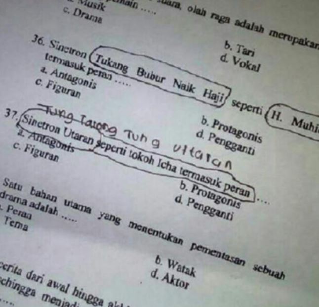 Mungkin ini Penyebab Anak Sekolah Zaman Sekarang Makin Pusing. Soal Ujiannya Aja Begini~