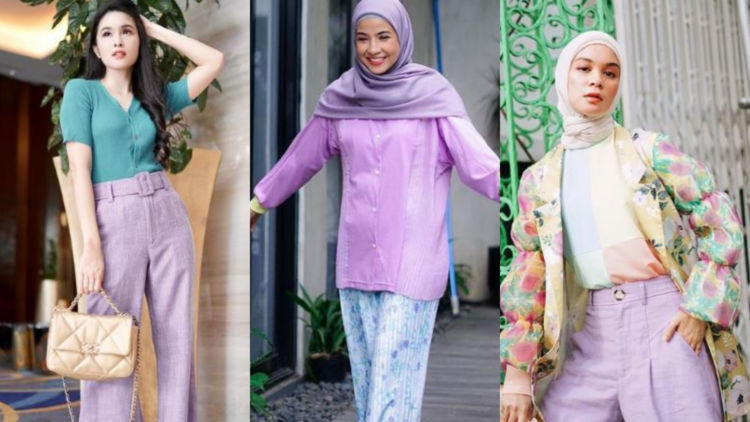 8 Mix and Match Baju Warna Lilac Kekinian dengan Warna Kontras