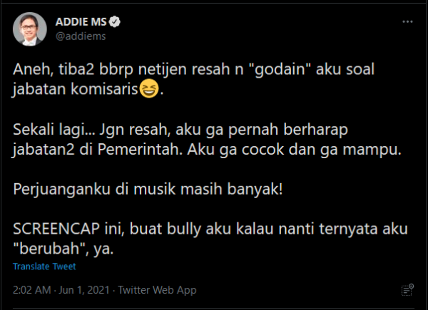 Dituding Iri karena Abdee Slank Jadi Komisaris Telkom, Begini Jawaban Addie MS