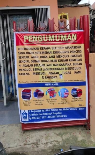 11 Potret Spanduk Laundry ini Bikin Gagal Fokus. Cara Jualan Orang Indonesia Ada-Ada Aja~