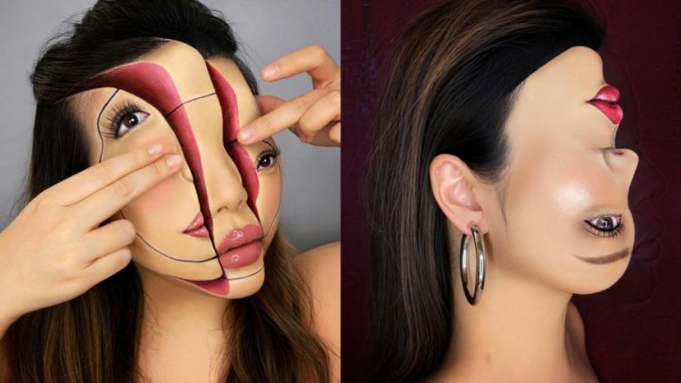 10 Foto Ilusi Makeup ala MUA Mimi Choi yang Level Kesulitannya di Atas Rata-Rata. Keren!