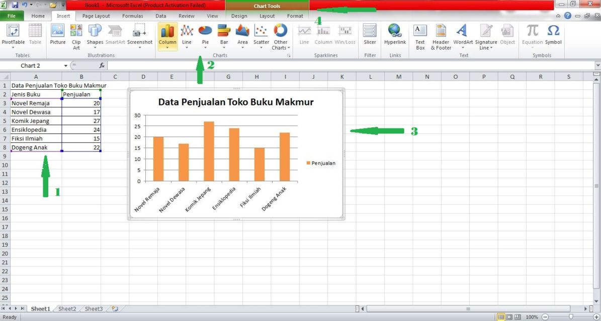 Cara membuat grafik di excel