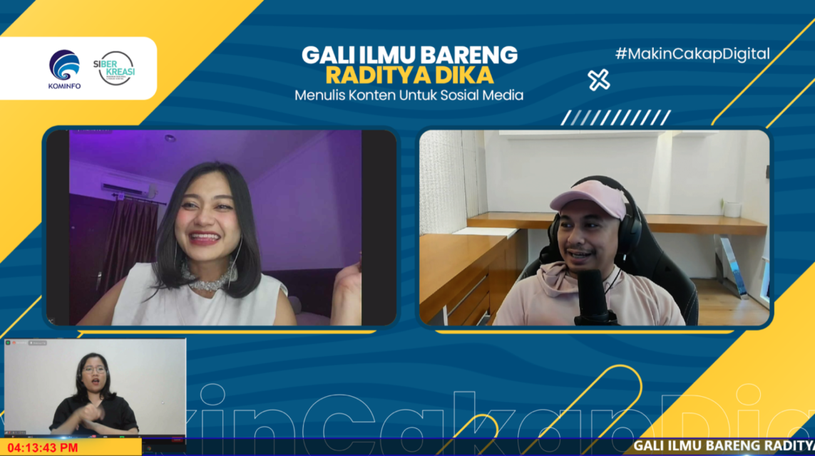 Raditya Dika Bagikan Tips dan Trik Membuat Konten Media Sosial dalam Webinar Literasi Digital Kemkominfo 