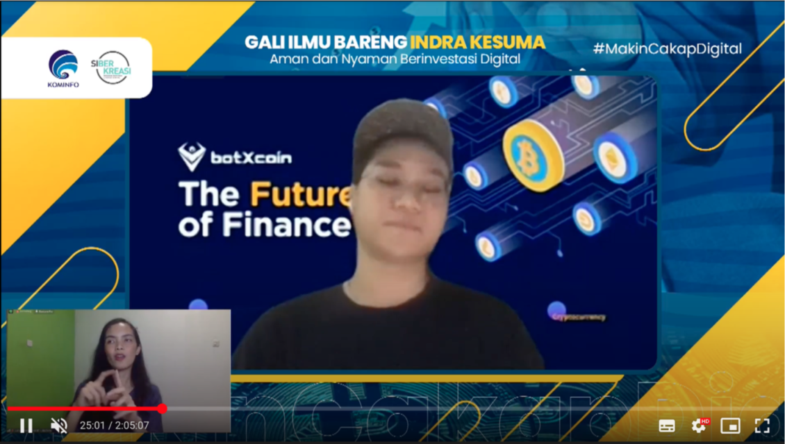 CEO BotxCoin Indra Kesuma Bicara Serba-Serbi Investasi dalam Webinar Literasi Digital Kemkominfo