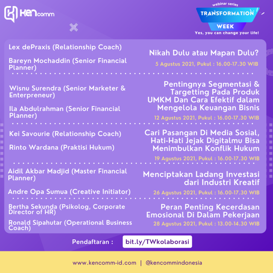 5 Tema Pengembangan Diri Hingga Bisnis yang Wajib Kalian Ikuti di Bulan Agustus Ini