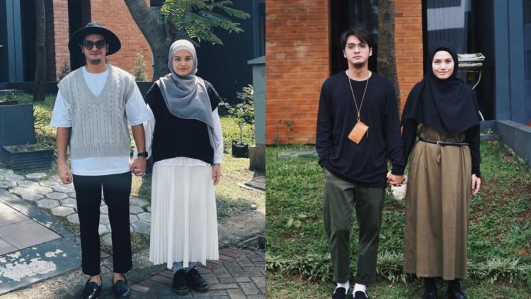 9 Ide OOTD Pasangan ala Ricky Harun dan Herfiza. Serasi dan Santun dengan Busana Senada~