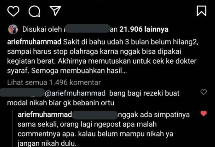 Kondisi Sedang Sakit tapi Warganet Malah Minta Modal Nikah, Arief Muhammad: Nggak Ada Simpatinya