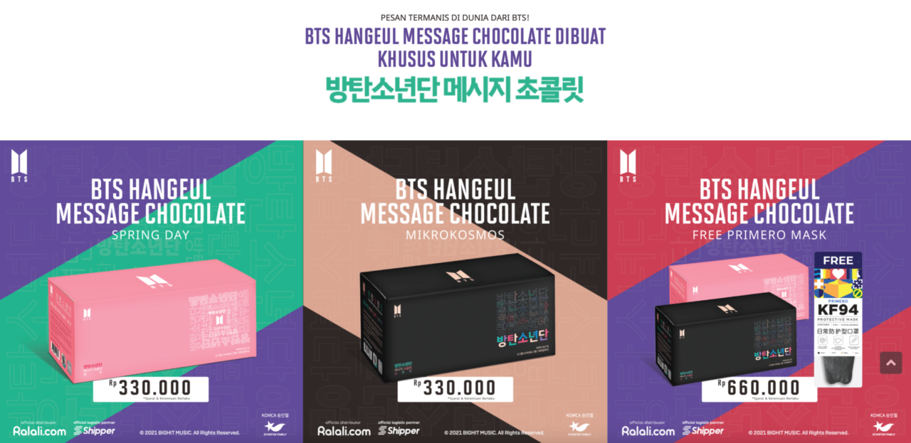 Siap Diserbu ARMY, Official Merchandise 'BTS Hangeul Message Chocolate' Hadir di Indonesia