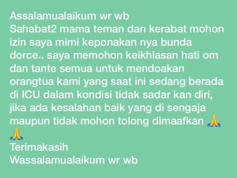 Dorce Gamalama Dilarikan ke Rumah Sakit karena Tak Sadarkan Diri, Pihak Keluarga Mohon Doa