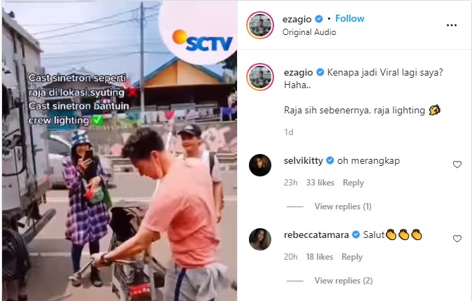 Nggak Gengsi dan Rendah Hati, Aktor Eza Gionino Tuai Pujian karena Membantu Kru Saat Syuting Sinetron. Salut!